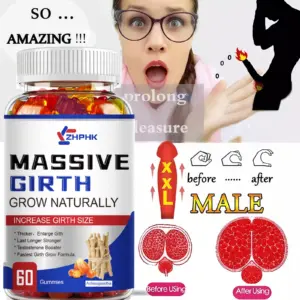 (1Pack ) Massive Girth Gummies – XXL Natural Male Enhancement Supplement with Ashwagandha | Testosterone & Stamina Booster to Increase Girth Size (60 Gummies)