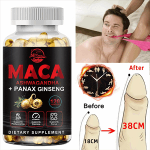 ( 1Pack) Maca with Ashwagandha & Panax Ginseng – Natural Men’s Vitality & Performance Support Supplement | Energy, Stamina & Focus Booster (120 Capsules)