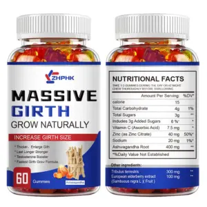(2 Pack ) Massive Girth Gummies – XXL Natural Male Enhancement Supplement with Ashwagandha | Testosterone & Stamina Booster to Increase Girth Size (120 Gummies)