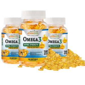 (3Pack)VITAMISAN Omega 3 Fish Oil Softgels - 2000mg Extra Strength for Heart, Brain & Joint Health