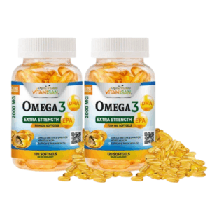 (2Pack)VITAMISAN Omega 3 Fish Oil Softgels - 2000mg Extra Strength for Heart, Brain & Joint Health