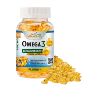 (1Pack)VITAMISAN Omega 3 Fish Oil Softgels - 2000mg Extra Strength for Heart, Brain & Joint Health