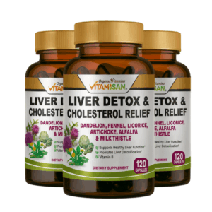 (3Pack) Vitamisan Liver Detox & Cholesterol Relief - Natural Liver Cleanse & Healthy Function Support