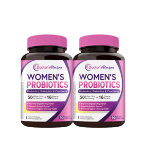(2Pack) Doctor’s Recipes Women’s Probiotics 50 Billion CFUs with Prebiotics & Cranberry – 16 Strains for Digestive, Immune, Vaginal & Urinary Health – 60 Veggie Capsules
