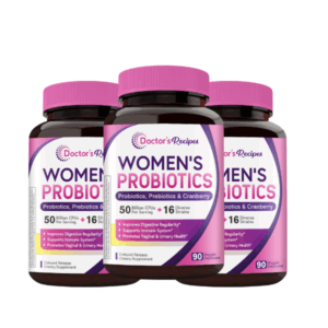 (3Pack) Doctor’s Recipes Women’s Probiotics 50 Billion CFUs with Prebiotics & Cranberry – 16 Strains for Digestive, Immune, Vaginal & Urinary Health – 60 Veggie Capsules